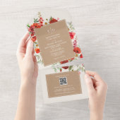 Wildblume Rote Flora Cardstock Hochzeit RSVP Alles All In One Einladung (Abreißen)