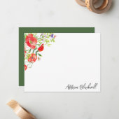Wildblume Roter Mohn mit Aquarellfarbe Personalisi Mitteilungskarte (Vorderseite/Rückseite Beispiel)