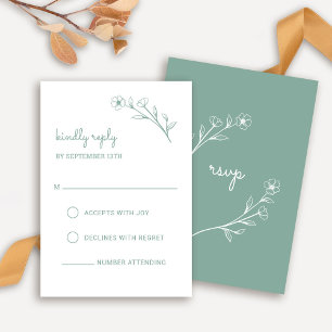 Wildblume-RSVP-Karte im Hintergrund grün RSVP Karte