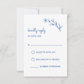 Wildblume-RSVP-Karte in Cobalt Blue RSVP Karte (Vorderseite)