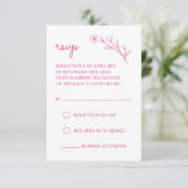 Wildblume-RSVP-Karte mit QR-Code in Hot-Pink RSVP Karte (Stehend Vorderseite)