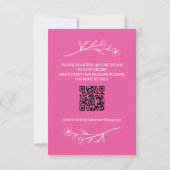 Wildblume-RSVP-Karte mit QR-Code in Hot-Pink RSVP Karte (Rückseite)