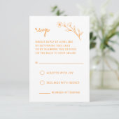 Wildblume RSVP-Karte mit QR-Code in Sunset Orange RSVP Karte (Stehend Vorderseite)