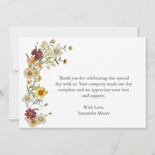 Wildblume Rustic Boho Dankeskarte (Rückseite)