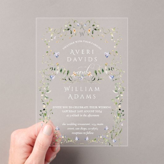 Wildblume Rustic Boho Floral Wedding Acryleinladungen (Insitu (Handheld))