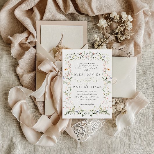 Wildblume Rustic Boho Floral Wedding Einladung