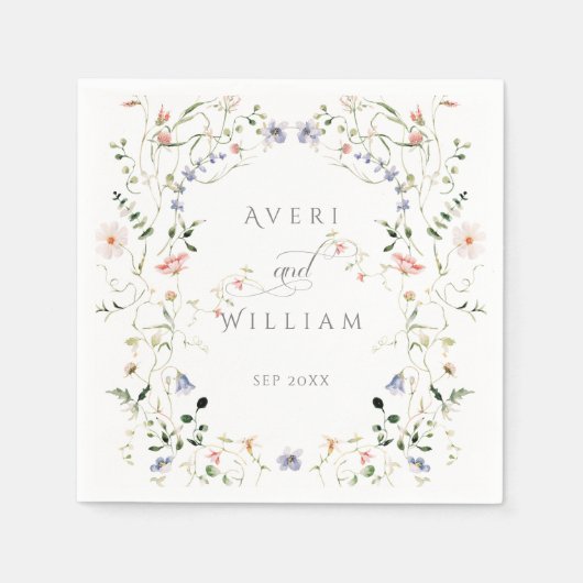 Wildblume Rustic Boho Floral Wedding Serviette (Vorderseite)