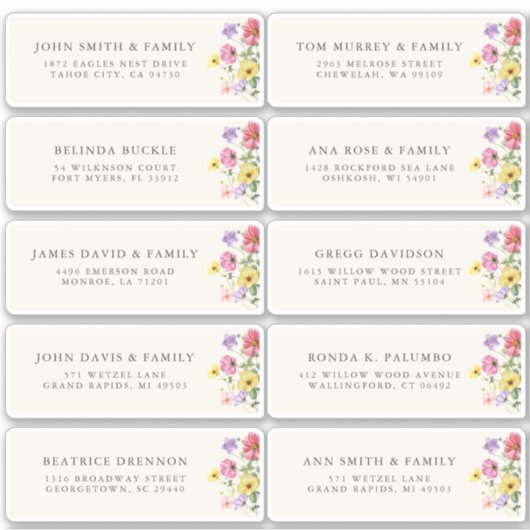 Wildblume Rustic Chic boho Floral Gastadresse Aufkleber (Vorderseite)