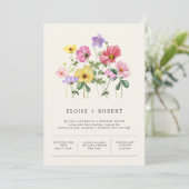 Wildblume Rustic Chic Floral Boho Country Wedding Einladung (Stehend Vorderseite)