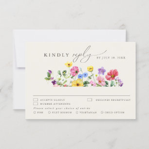 Wildblume Rustic Chic Floral Boho Country Wedding RSVP Karte