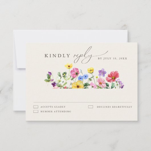 Wildblume Rustic Chic Floral Boho Country Wedding RSVP Karte (Vorderseite)