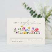 Wildblume Rustic Chic Floral Boho Country Wedding RSVP Karte (Stehend Vorderseite)