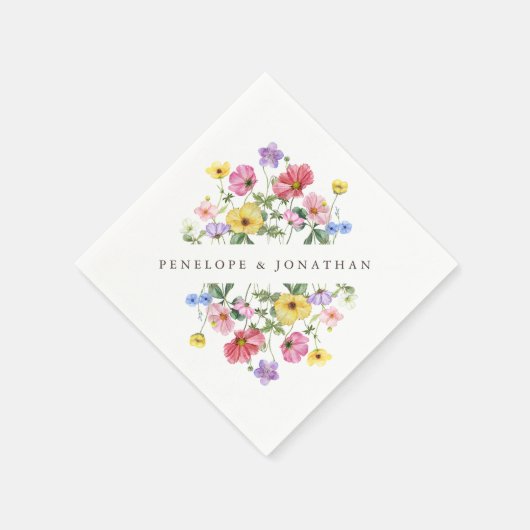 Wildblume Rustic Chic Floral Boho Country Wedding Serviette (Ecke)