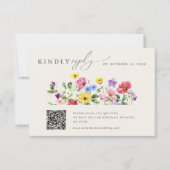 Wildblume Rustic Chic Floral Boho Hochzeit QR Code RSVP Karte (Vorderseite)