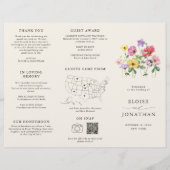 Wildblume Rustic Chic Floral Boho Hochzeitsprogram (Vorderseite)