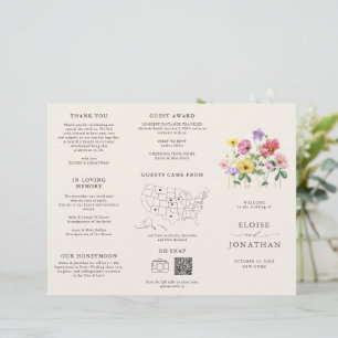 Wildblume Rustic Chic Floral Boho Hochzeitsprogram