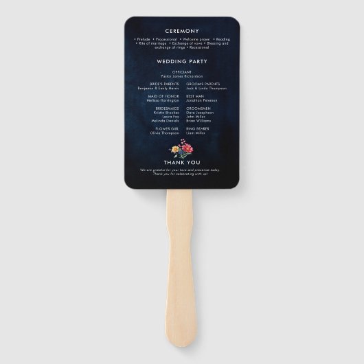 Wildblume Rustic Country Boho Hochzeitsprogramm Fächer (Rückseite)