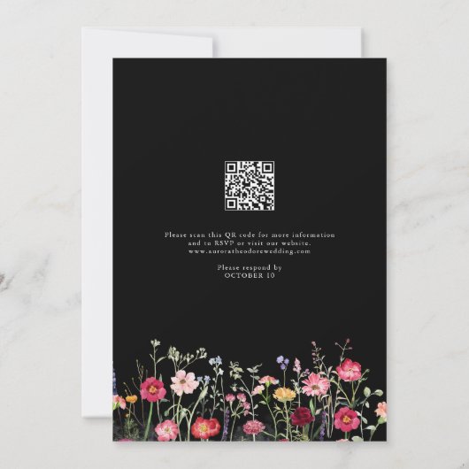 Wildblume Rustic Country Garden QR Code Hochzeit Einladung (Rückseite)