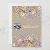 Wildblume Rustic Country Taupe Hochzeit QR Code Einladung (Rückseite)