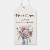 Wildblume Rustic Mason Jar Brautparty Bevorzugung Geschenkanhänger (Rückseite)