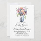 Wildblume Rustic Mason Jar Brautparty Einladung (Vorderseite)