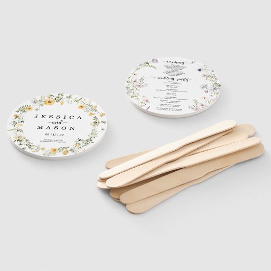 Wildblume Rustic Round Wedding Program Fan Fächer (Non-assembled)
