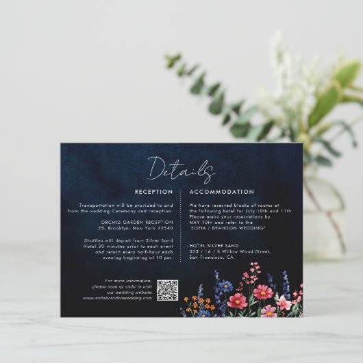 Wildblume Rustikale Boho Blumenseväter Begleitkarte (Stehend Vorderseite)