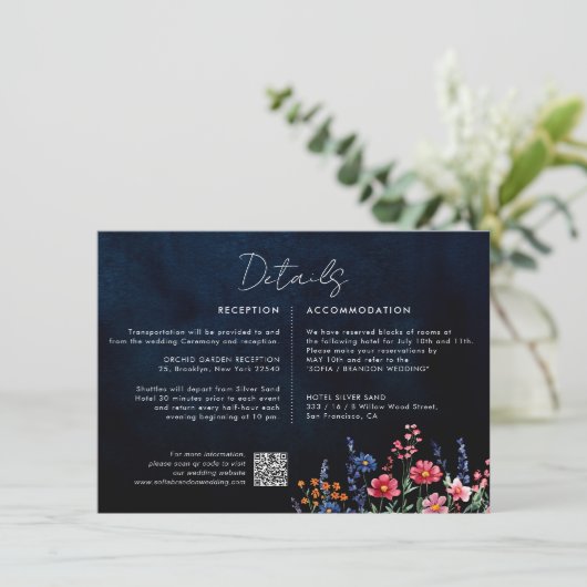 Wildblume Rustikale Boho Blumenseväter Begleitkarte (Stehend Vorderseite)