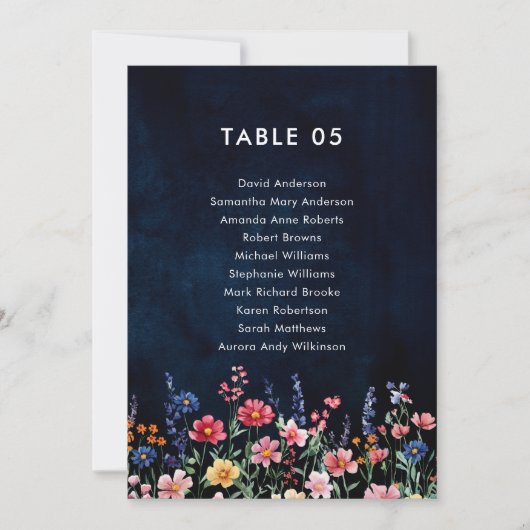 Wildblume Rustikale Boho Sitzkarte Einladung (Vorderseite)