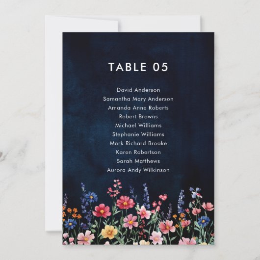 Wildblume Rustikale Boho Sitzkarte Einladung (Rückseite)