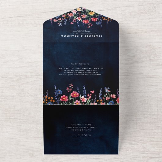 Wildblume Rustikale Hochzeit der Boho-Seestreitkrä All In One Einladung (Außenbereich)