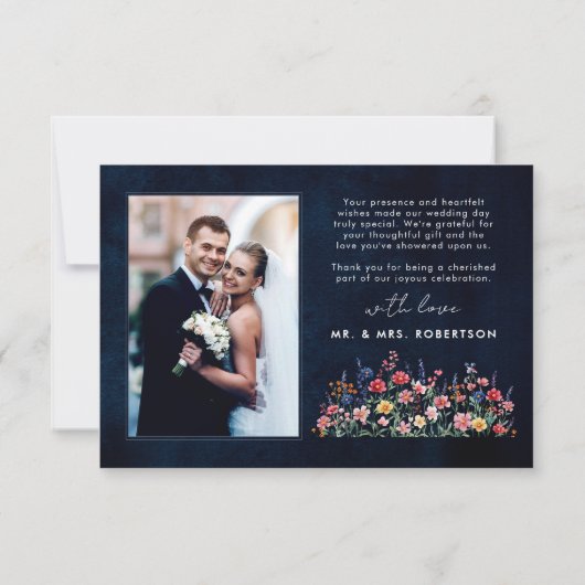 Wildblume Rustikale Hochzeit der Boho-Seestreitkrä Dankeskarte (Rückseite)