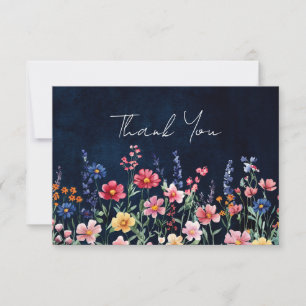 Wildblume Rustikale Hochzeit der Boho-Seestreitkrä Dankeskarte