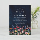 Wildblume Rustikale Hochzeit der Boho-Seestreitkrä Einladung (Stehend Vorderseite)