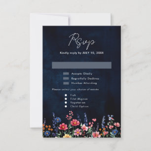 Wildblume Rustikale Hochzeit der Boho-Seestreitkrä RSVP Karte