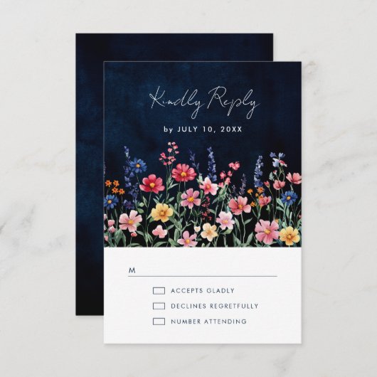 Wildblume Rustikale Hochzeit der Boho-Seestreitkrä RSVP Karte (Vorne/Hinten)