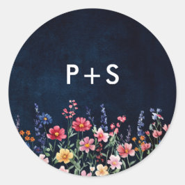 Wildblume Rustikale Hochzeit der Boho-Seestreitkrä Runder Aufkleber