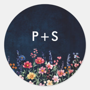 Wildblume Rustikale Hochzeit der Boho-Seestreitkrä Runder Aufkleber