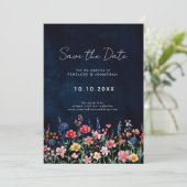 Wildblume Rustikale Hochzeit der Boho-Seestreitkrä Save The Date (Stehend Vorderseite)