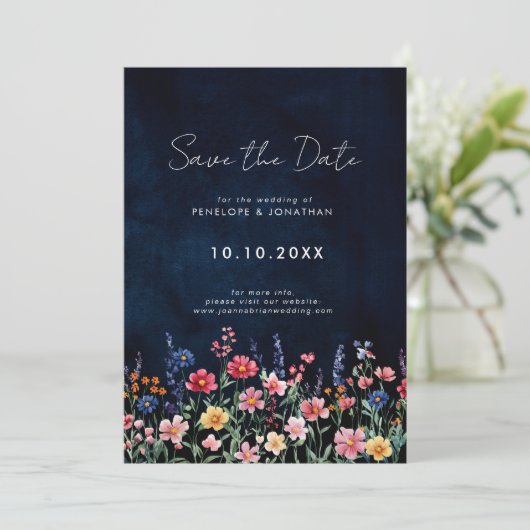 Wildblume Rustikale Hochzeit der Boho-Seestreitkrä Save The Date (Stehend Vorderseite)