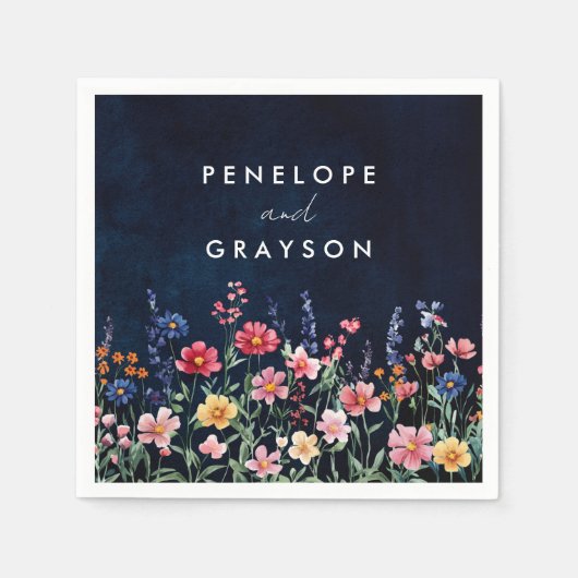 Wildblume Rustikale Hochzeit der Boho-Seestreitkrä Serviette (Vorderseite)