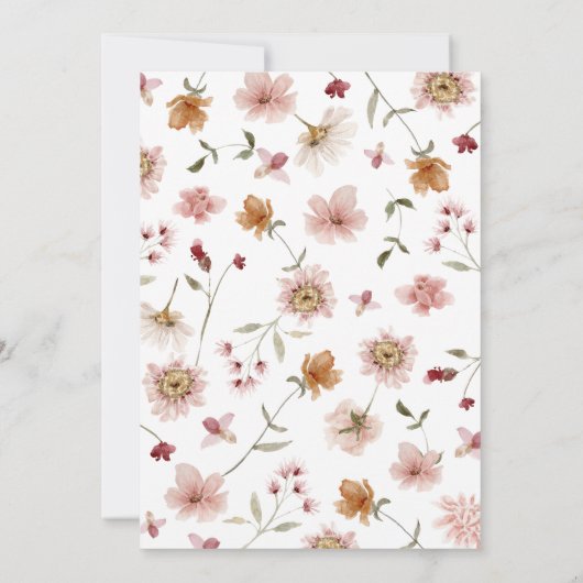 Wildblume Rustikale Hochzeit Einladung (Rückseite)