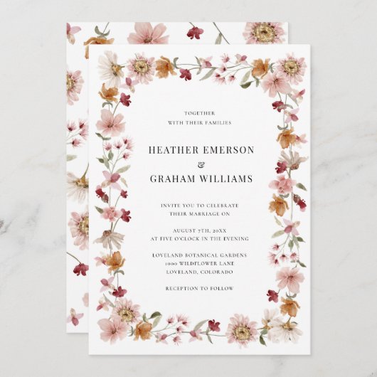 Wildblume Rustikale Hochzeit Einladung (Vorne/Hinten)