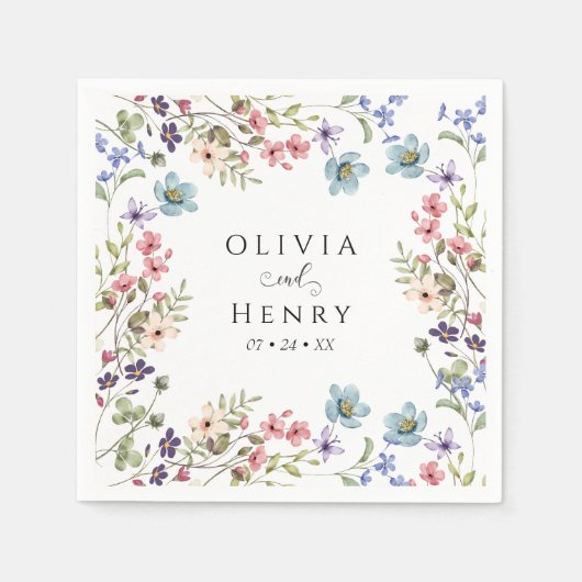 Wildblume Rustikale Hochzeit Serviette (Vorderseite)