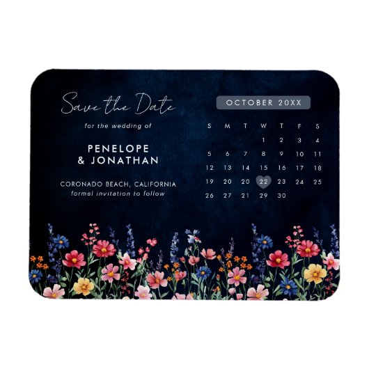 Wildblume Rustikale Landflora Save the Date Magnet (Horizontal)