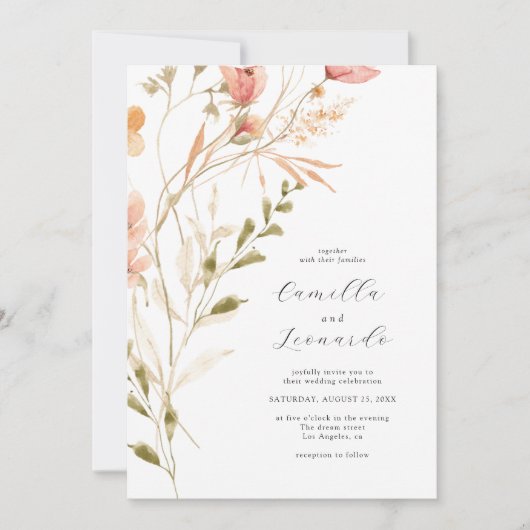 Wildblume Rustikale Wildblume Hochzeit Einladung (Vorderseite)