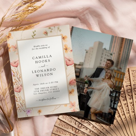 Wildblume Rustikale Wildblume Hochzeit Foto Einladung