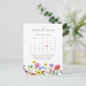 Wildblume Rustikaler Blumenkalender Save the Date Postkarte (Stehend Vorderseite)