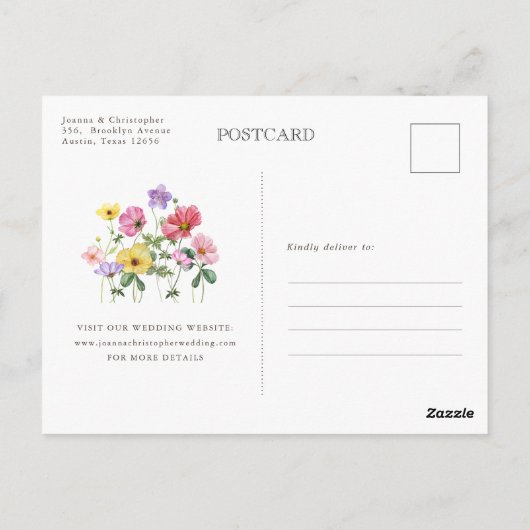 Wildblume Rustikaler Blumenkalender Save the Date Postkarte (Rückseite)