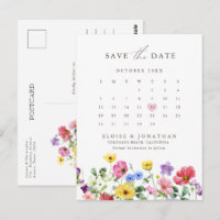 Wildblume Rustikaler Blumenkalender Save the Date
